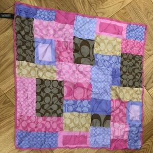 Coach patchwork 100% silk scarf
